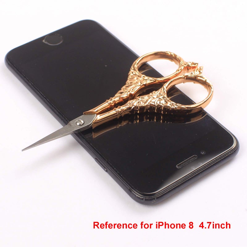 BIHRTC Vintage European Style Scissors Stainless Steel for Cross Stitch Cutting Embroidery Sewing Handcraft Craft Art Work DIY Tool(Red Copper) - Image 5